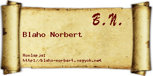 Blaho Norbert névjegykártya